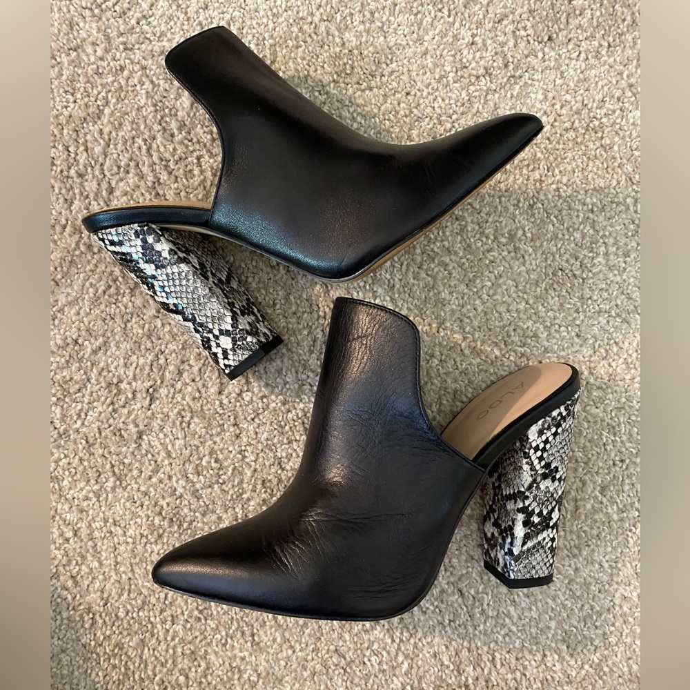Aldo Snake Skin Black Heels